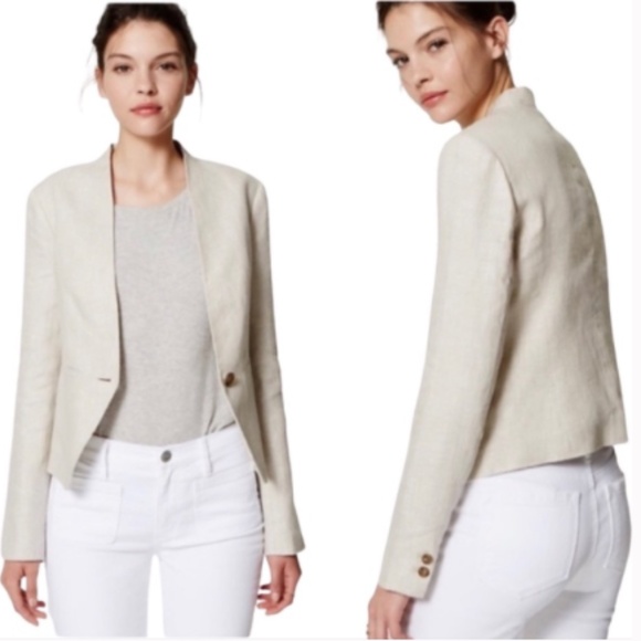 ANN TAYLOR LOFT Linen Blazer in beige - size 4 - Picture 1 of 5